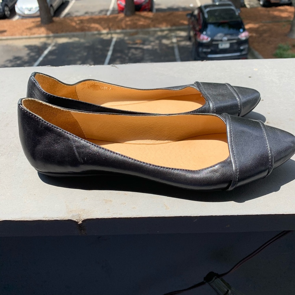 Black Leather Flats